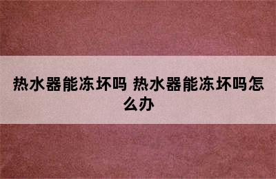 热水器能冻坏吗 热水器能冻坏吗怎么办